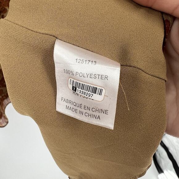 House Of Harlow 1960 Paisley Metallic Gold Ruffle Lined Dress Long Sleeve Size 6 - Picture 9 of 9